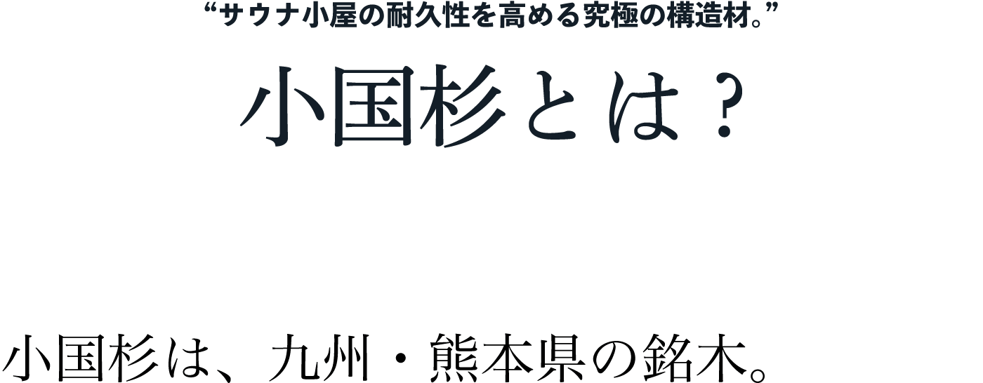 “サウナ小屋の耐久性を高める究極の構造材。”小国杉とは?