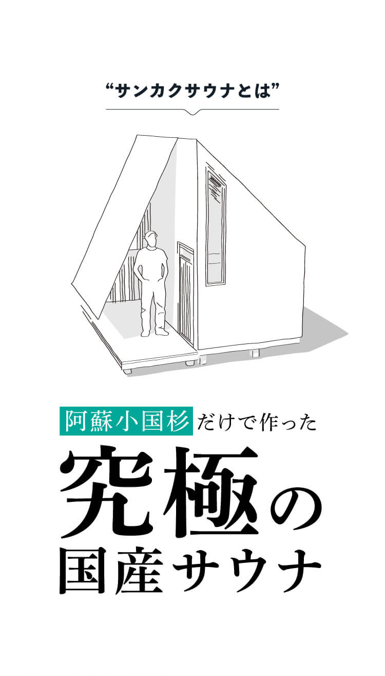 “サンカクサウナとは”阿蘇小国杉だけで作った究極の国産サウナ